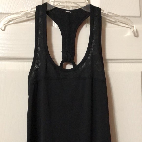 Tank Top Racerback Black with Mesh Lace Exercise Top - Picture 2 of 6